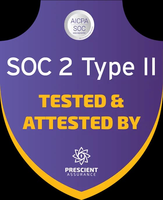 SOC 2 Type II — Tested & Attested by Prescient Assurance