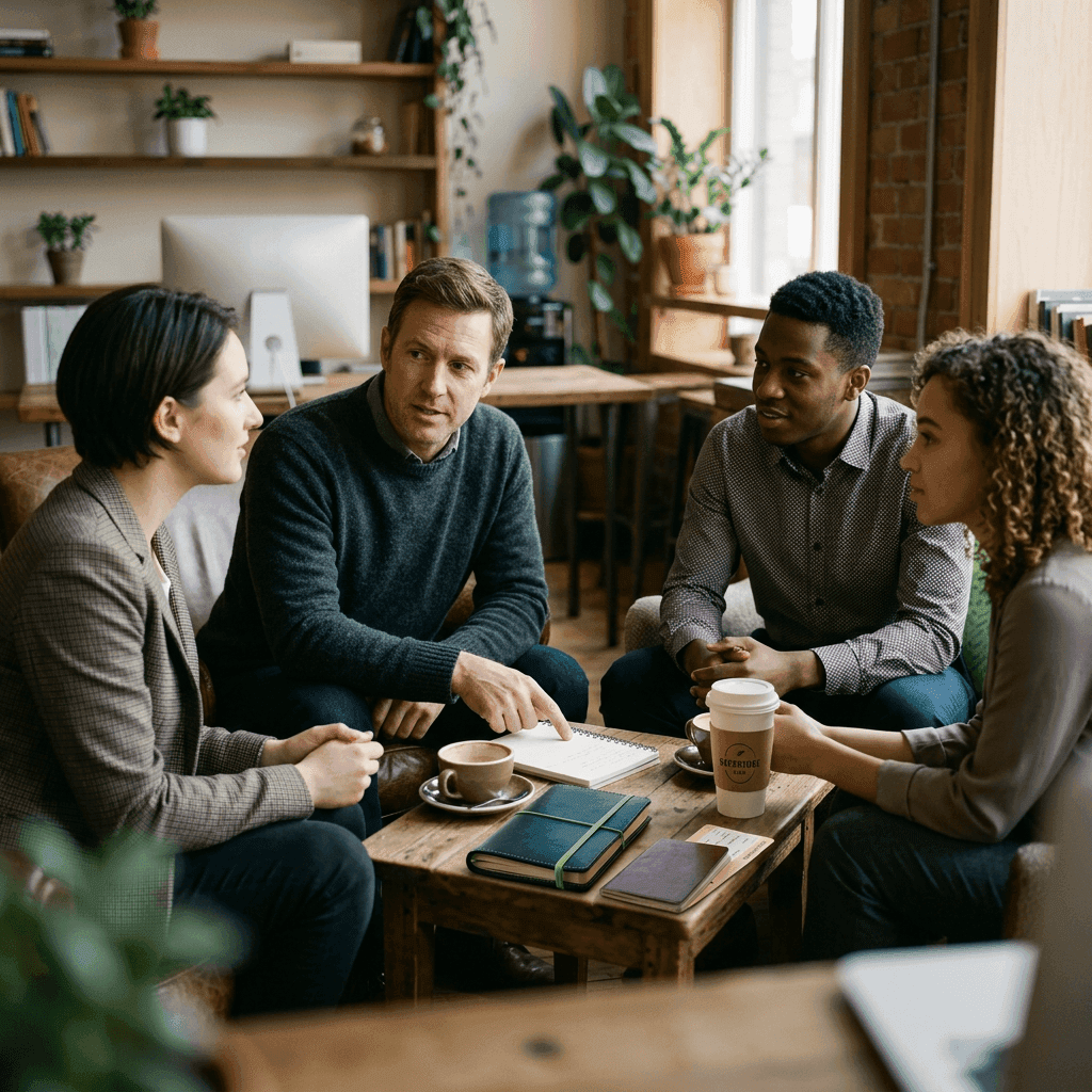 Financial services analyst reviewing customer insights